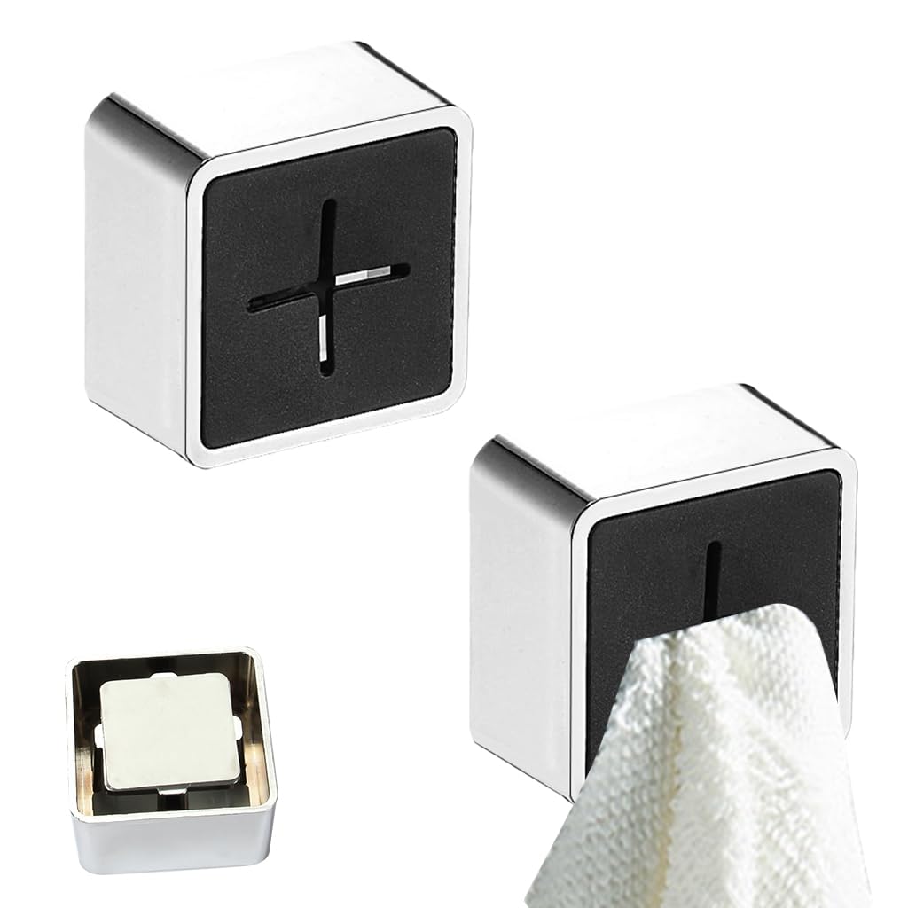 HASTHIP Self-Adhesive Towel Holders for Kitchen and Bathroom with Push-In Snap Grippers | 2Pcs No-Drill Wall Organizers
