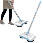 HASTHIP Manual Floor Sweeper and Mop for Carpet and Floor Cleaning with 180° Spiral Dual Brushes | Blue Non Electric Hand Push Vacuum