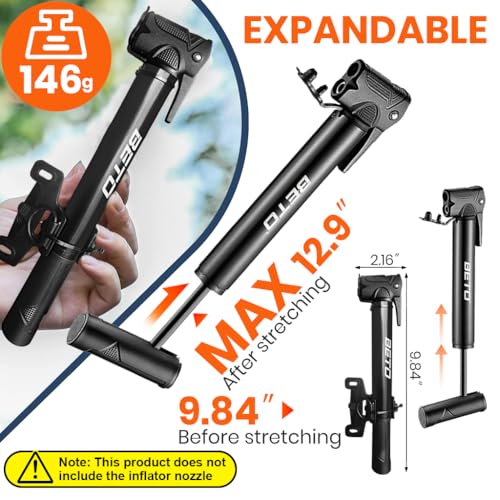 HASTHIP® Bicycle Pump, Portable Mini Bike Pump, with Mounting Bracket and 3 Air Valve Nozzle Manual Bike Pump, Lightweight Bike Tyre Pump for Road, Mountain & BMX Bike and Ball