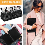 HASTHIP® Makeup Brush Holder Bag Portable Travel Makeup Brush Organizer,Foldable Zipper Case,Cosmetic Storage Pouch with 29 Elastic Pockets for Face Eye Foundation Powder Blush Brushes