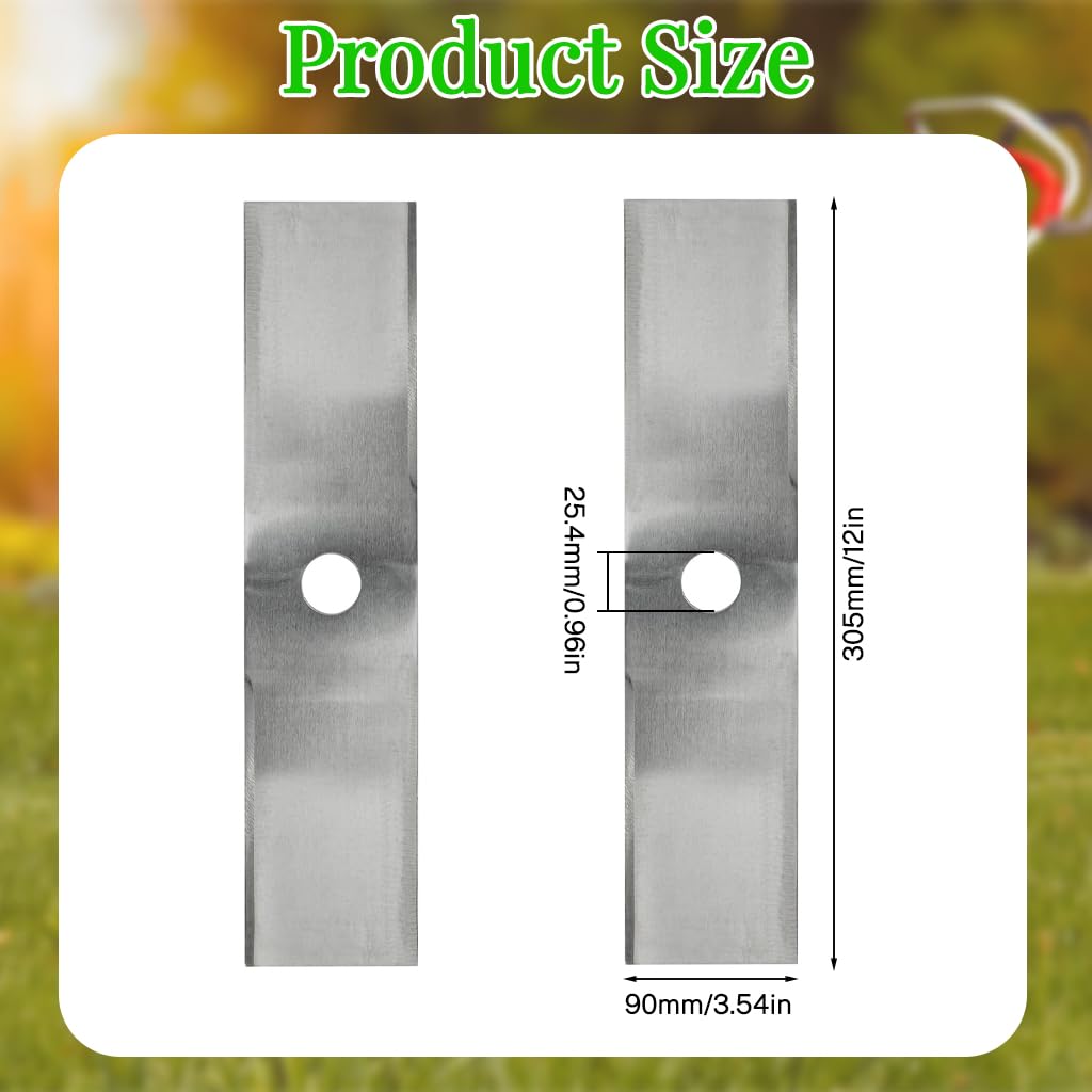 HASTHIP Metal Lawn Mower Saw Blades 12 inch for Efficient Grass Cutting | Stainless Steel Replacement Set of 2