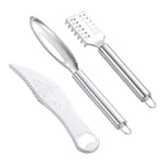 HASTHIP Fish Scaler Set for Easy Fish Cleaning featuring 3 PCS Ergonomic Handle Tools | 304 Stainless Steel