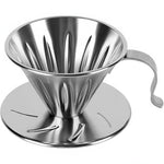 HASTHIP® V 60° Cone Stainless Steel Coffee Dripper, 3.6" Diameter, Reusable Coffee Filter Cup with Handle & Base Support Ring, Fine Mesh Pour Over Coffee Maker for Home, Cafe & Office