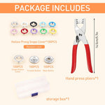HASTHIP Metal Snap Buttons Kit for DIY Sewing and Clothing | 100 Sets with Pliers Tool