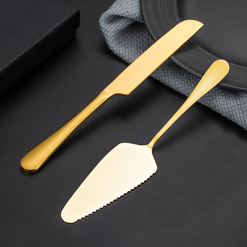 HASTHIP Cake Cutting Knife Set for Birthday and Anniversary with Stainless Steel Server | 2PCS Gift