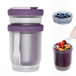 HASTHIP® Double Layer Salad Shaker Cup Spoon & Fork Set, 760ml Salad Cup with Top Dressing Cup, Nested Strainer & Handle, Food Grade PP Fruit Cup Snack Food Container
