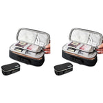 HASTHIP Canvas Pencil Case for School with 4 Layer Compartments and Combination Lock | Black 2PCS