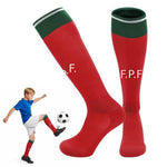 HASTHIP® Sport Compression Football Socks, Portugal Special Edition Football Socks, High Elastic Moisture Wicking Soccer Socks with Striped Cuff, Athletic Over the Calf Dress Socks, Size - M