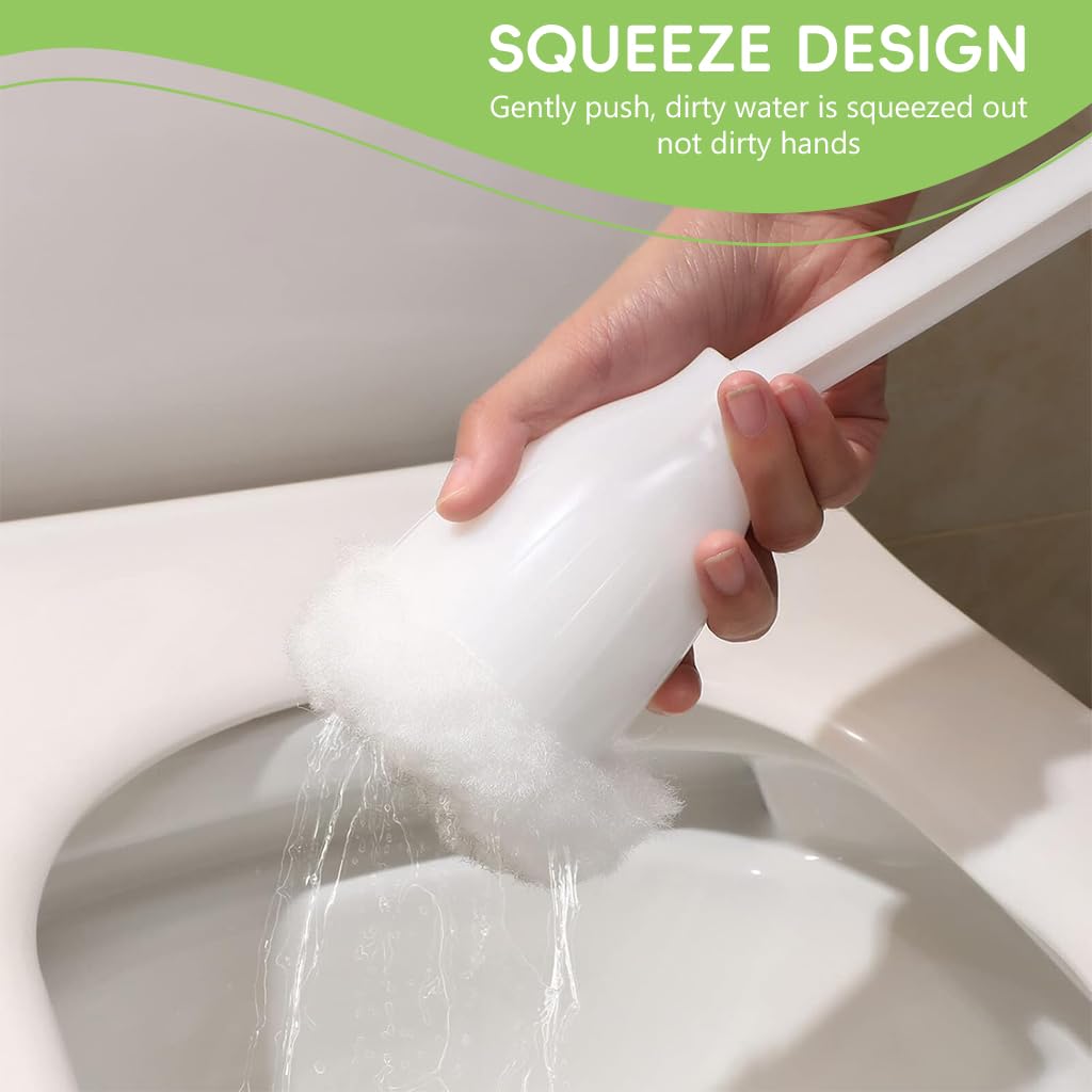 HASTHIP Toilet Brush Set for Bathroom Cleaning with Attached Sanitary Cone | 2 Pack 14 in White