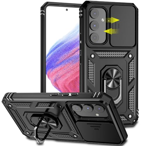 HASTHIP® Brand Magnetic Case for Samsung Galaxy A35 5G, Slim Shockproof PC+TPU Protective Cover with Kickstand Ring Holder, Compatible with Magnetic Car Mount, Anti-Scratch