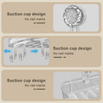 HASTHIP Bathroom Corner Shelves for Wall Storage with Strong Suction Cup and 4 Hooks | White