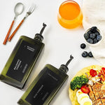 HASTHIP® 2 Pack 500ml Dispensador de Aceite de Oliva Vidrio Oscuro para Cocina con Boquilla Precisa,Embudo Silicona,Etiquetas Impermeables Botellas Antigoteo Recargables para Aceite y Vinagre