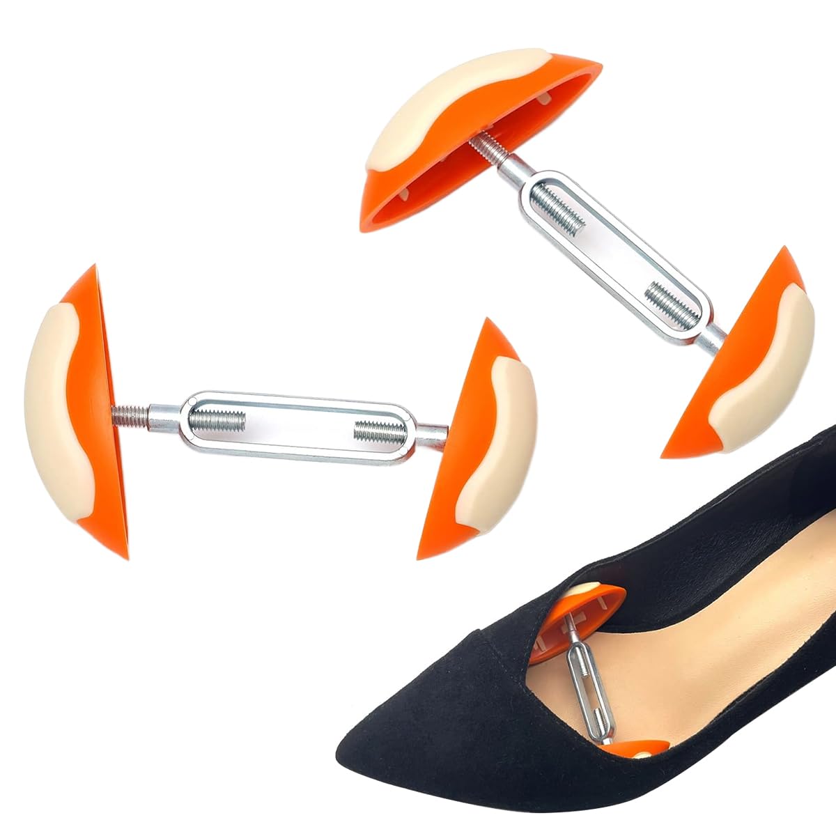 HASTHIP® Ensanchadores de Zapatos Ajustables para Mujeres y Hombres,Moldeadores de Calzado Premium con Doble Cabezal,Expansor para Tacones Botas y Zapatillas Naranja Ligero Duradero