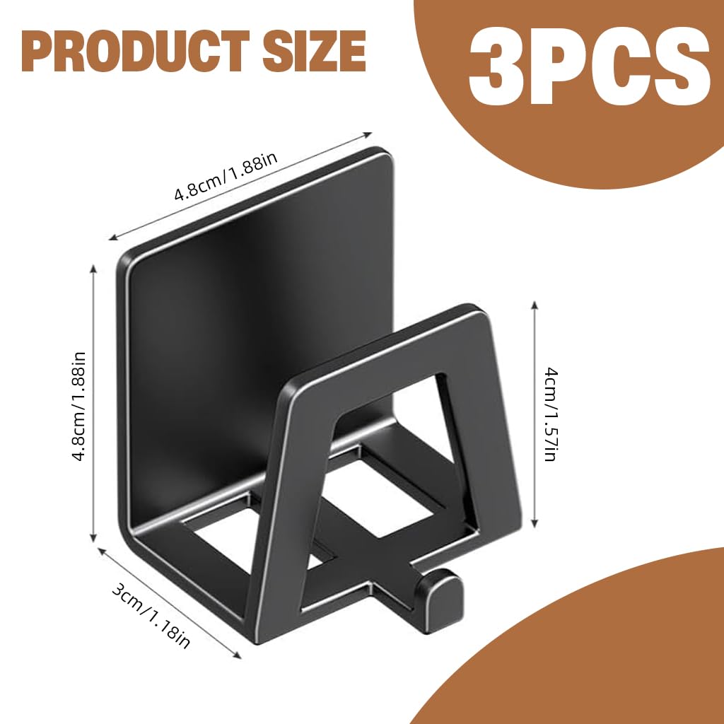 HASTHIP Wall Hooks for Kitchen and Bathroom Storage featuring L Shaped Rack Design | 3Pcs Carbon Steel Self Adhesive Organizer