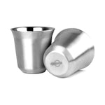 HASTHIP® 80ml Stainless Steel Espresso Cups Set of 2 - Double Wall 304 Metal Demitasse Cups 2.7oz Small Coffee for Espresso,Latte,Cappuccino Silver