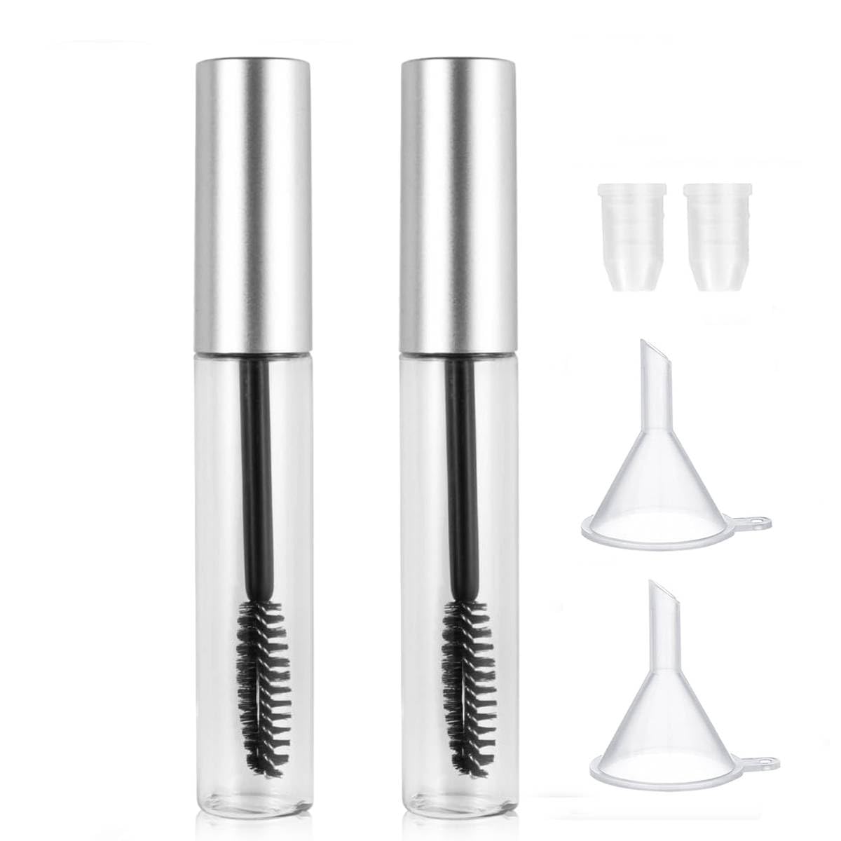 HASTHIP® Tubo de Rímel Vacío 10ml,Tubos de Delineador y Brillo Labios con Embudo y Tapón Antifugas,Botellas Transparentes Reutilizables para Aceite Ricino Cosméticos DIY 2 Piezas