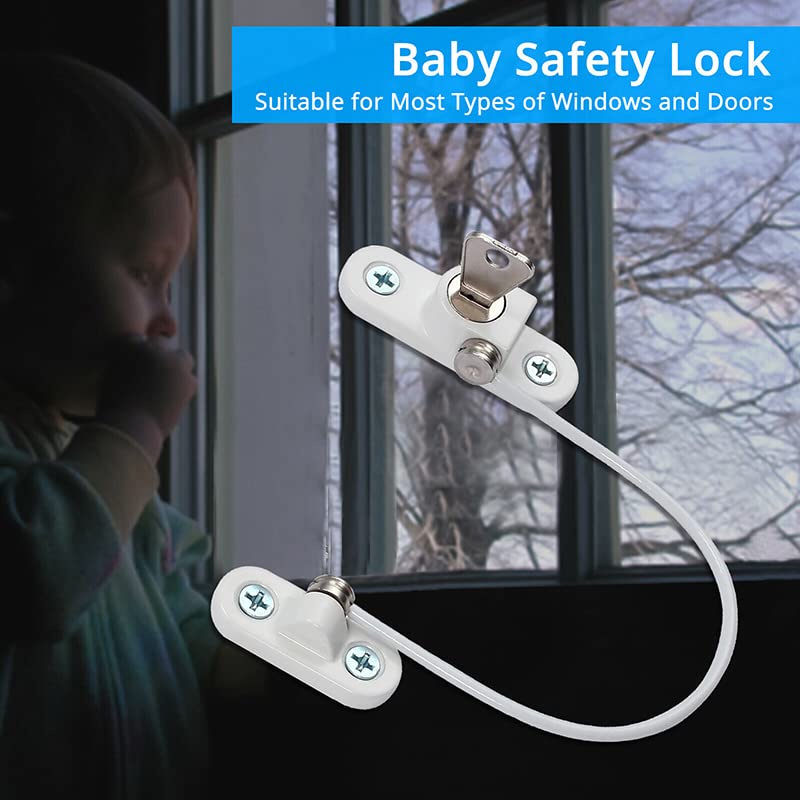 HASTHIP Child Safety Window Lock Chain for Home Security with Key and 185mm Limit | Stainless Steel Screw-Fixed Latch