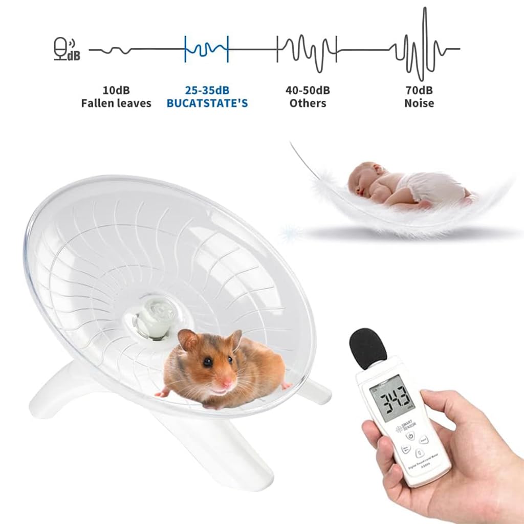 HASTHIP® Silent Hamster Wheel 7'' Flying Saucer Exercise Wheel for Small Pets, Anti-Slip Stable Stand, Noise-Free Running Toy for Hamsters, Gerbils, Mice, Hedgehogs, Rabbits (18 cm)
