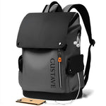 HASTHIP® Mochila de Cuero para Portátil 15.6 Pulgadas con Puerto USB y Auriculares,Gran Capacidad Impermeable Mochila de Negocios y Universidad para Hombres Mujeres,Gris Oscuro
