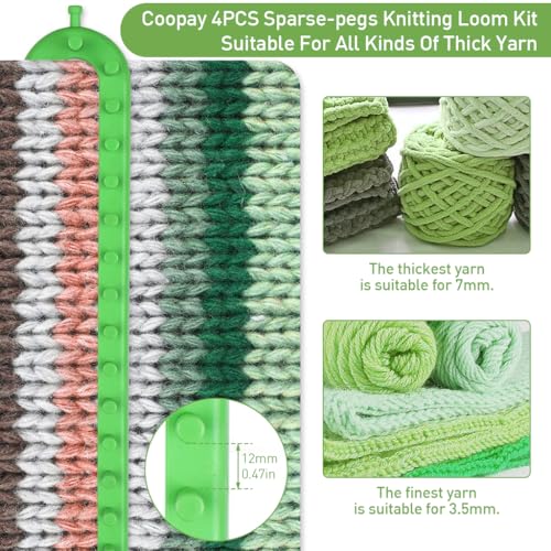 HASTHIP® Color Knitting Looms 4 Sizes Long Knitting Looms with Sewing Needles & Loom Needles Beginners