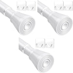 HASTHIP Retractable Curtain Rod for Windows and Doors with 2 Wall Hooks White 32.6–59 in | No Drilling Expandable Spring Design