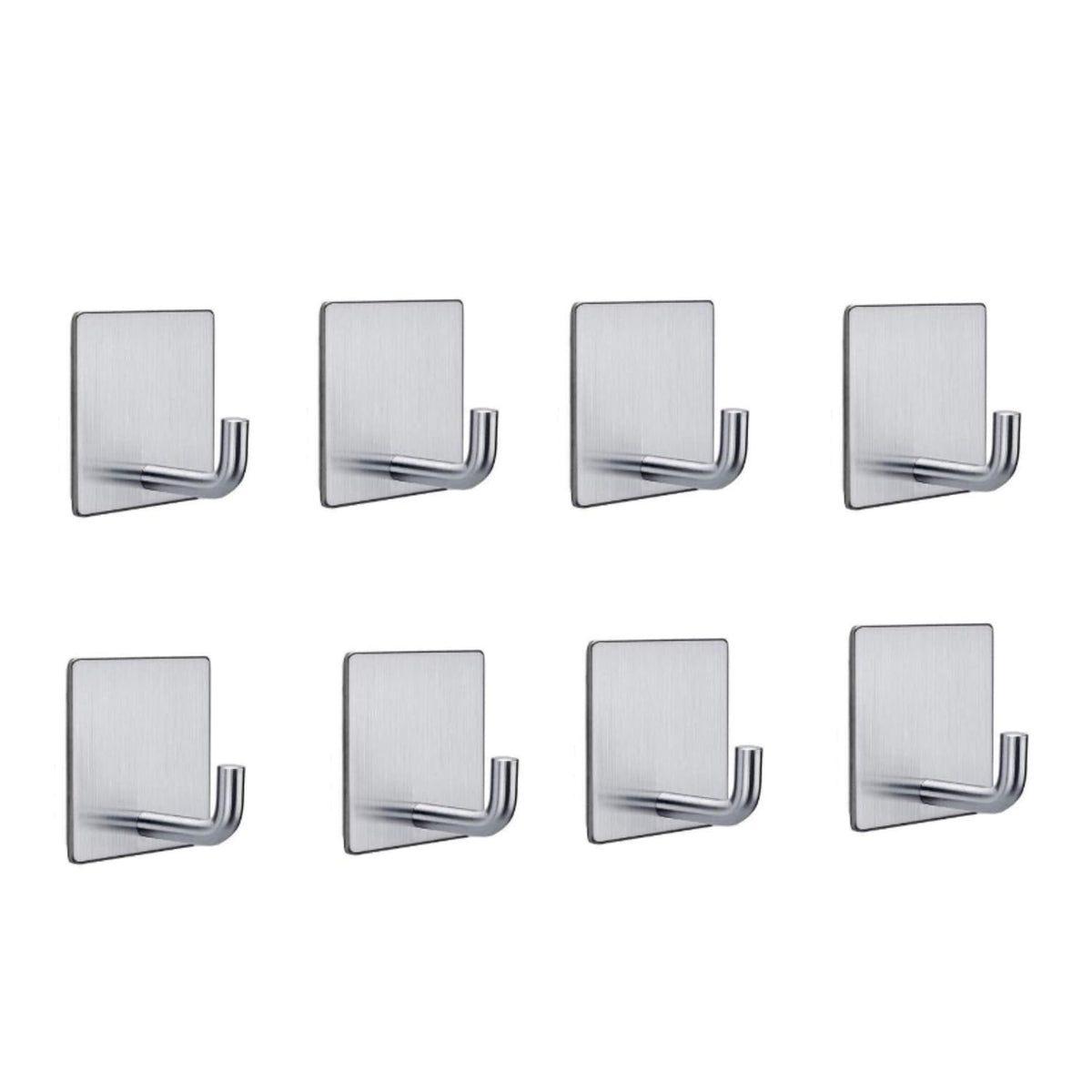 HASTHIP Adhesive Wall Hooks for Bathroom and Kitchen with 6.8kg Capacity | 8 Pcs 304 Stainless Steel No Drill Design