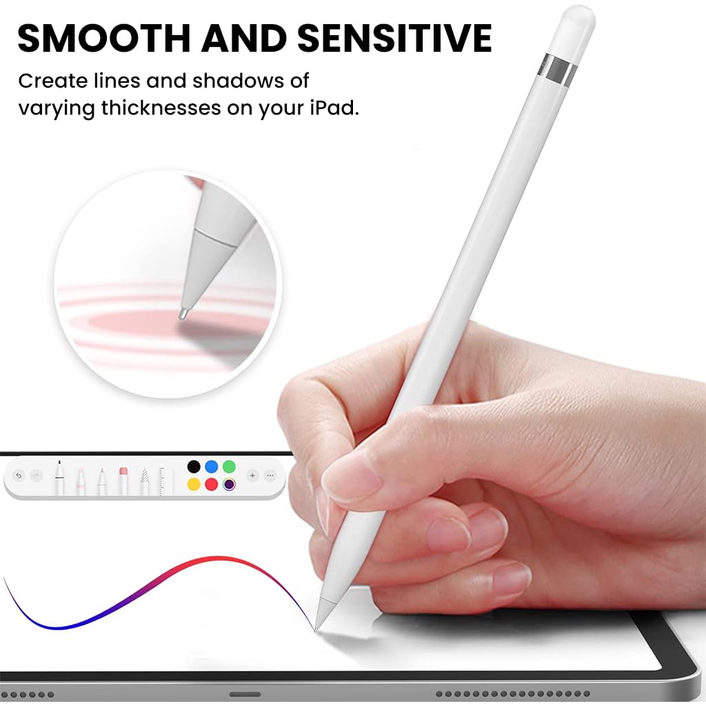 HASTHIP® 2 Pack High Sensitivity Plastic & Metal Wear-Resistant Replacement Nibs for Apple Pencil 1 & 2, Enhance Painting with Precision & Smooth Strokes, White