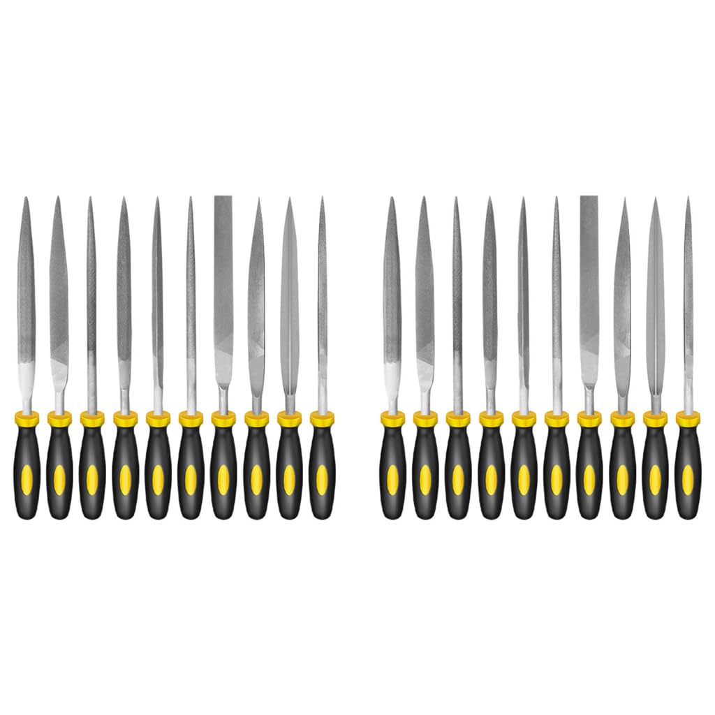 HASTHIP File Tools Set for Wood and Metal Craftwork with Anti-Slip Handles 20 pcs 5mm 180mm