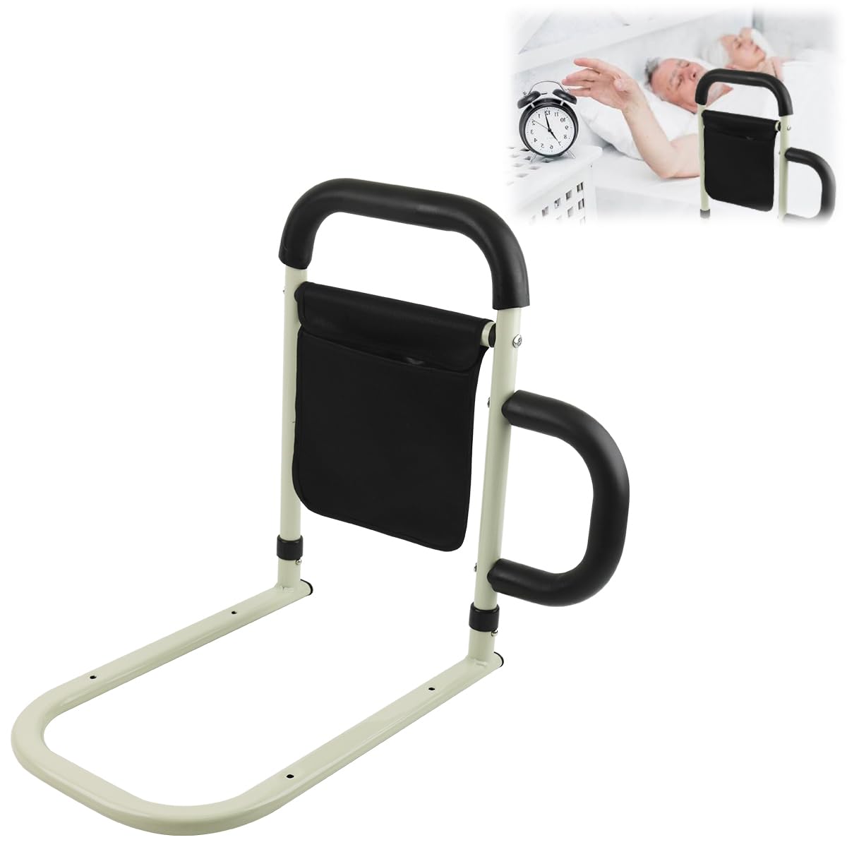 HASTHIP Bed Rail for Elderly Assistance with Anti Slip Handle and Wide Stable Base | Stainless Steel Support for Home Care
