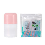 HASTHIP Mini Plastic Fruit Forks for Party Desserts with Storage Box | 100 Count Color Set