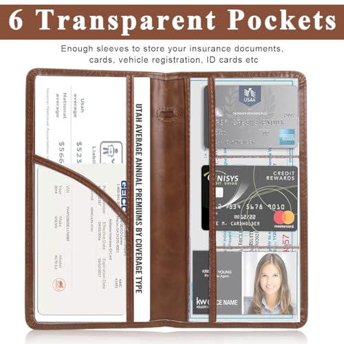 HASTHIP® Car Document Holder Bifold PU Leather Car License