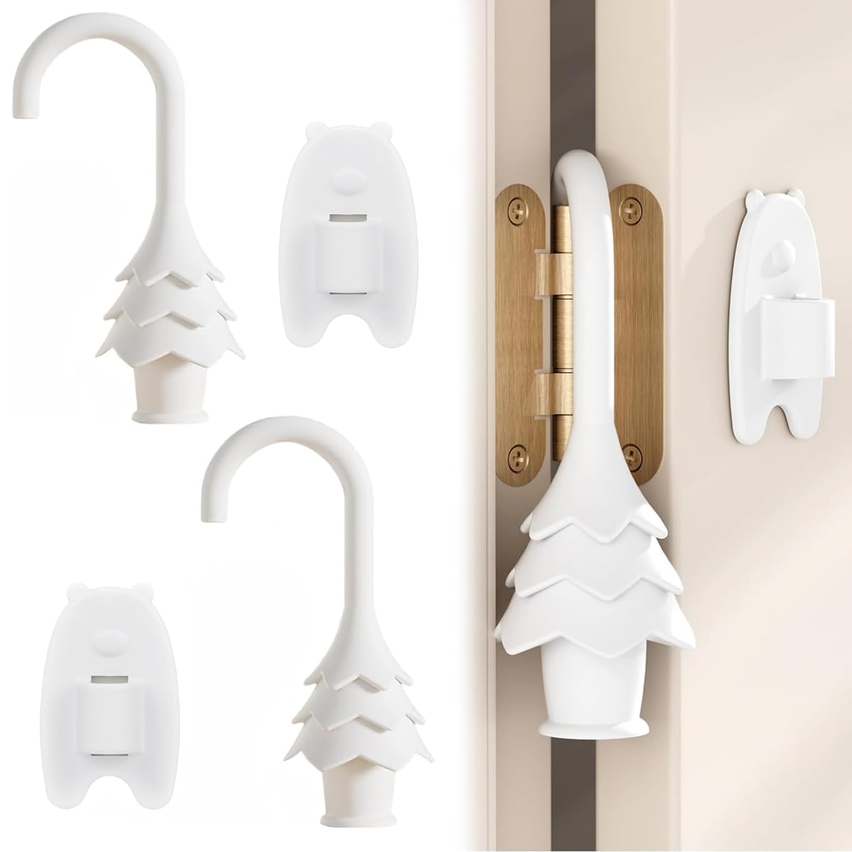 HASTHIP® Tope de Puerta de Silicona con Diseño Árbol Navidad,Protector Antigolpes y Seguridad para Niños,Evita Cierre Puertas y Dedos Atrapados Decoración Navideña para el Hogar
