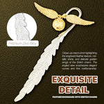 HASTHIP® Vintage Metal Feather Bookmark with Golden Winged Charm