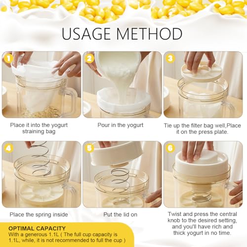 HASTHIP® Paneer Maker with Strainer and Lid, Spring Loaded Yogurt Press, Reusable BPA-Free Hung Curd Filter Cup with Handle, Homemade Cheese and Yogurt Maker
