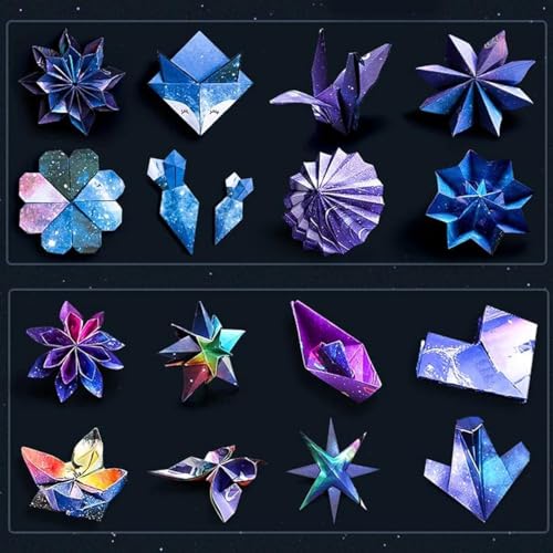 HASTHIP® 100 Sheets Double Sided Origami Paper for Kids Grown-ups 12 Vibrant Designs Beautiful Galaxy Outer Space Easy Folding Scrapbook Arts Crafts School 6x6 inch 300PCS