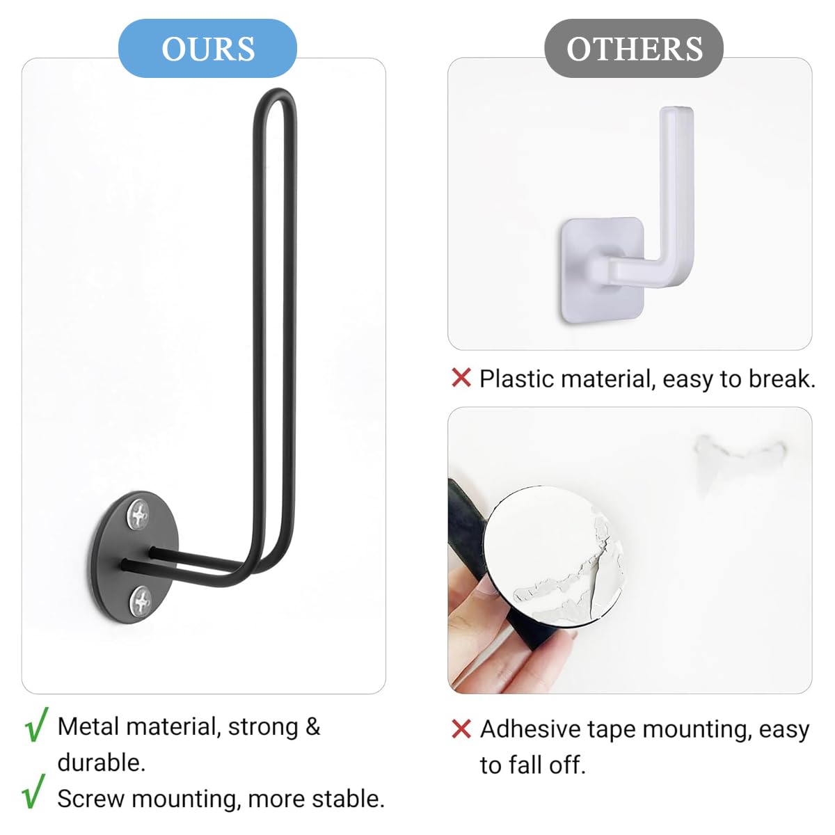 HASTHIP® Wall Hat Organizer L-shaped Baseball Caps Holder Screw-mounted Hat Organizer for 10 Caps Minimalism Metal Cap Holder for Door, Closet, Bedroom