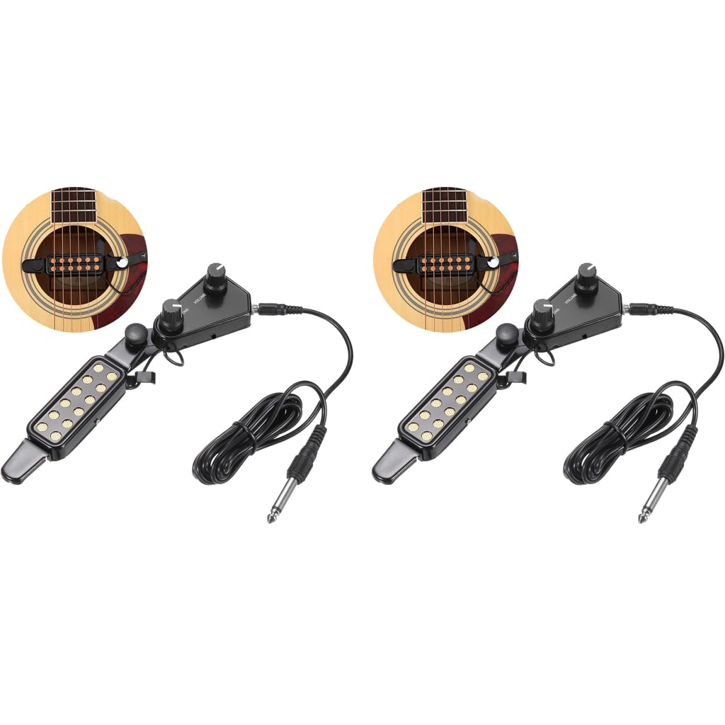HASTHIP Guitar Pickup for Acoustic to Electric Use with 12 Pole Pieces and 10Ft Cable | 2PCS