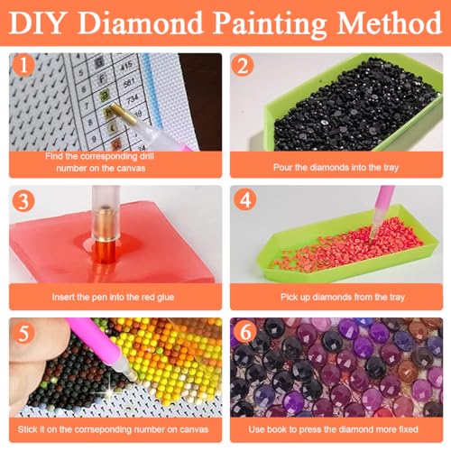 HASTHIP® Diamond Painting Kit 12x16 inch DIY Art Craft Lakeside Town Scenery Material for Home Wall Decor Gift with Tools and Accessories 2 PCS