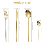 HASTHIP Flatware Set for Home and Restaurant Use featuring 16 pcs Stainless Steel Gold Cutlery | Mirror Polished Long Handle Design