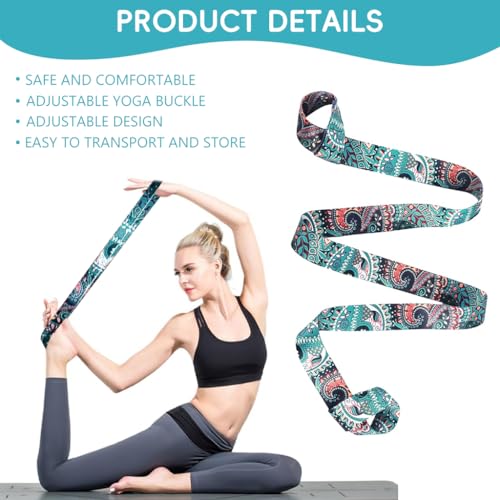 HASTHIP® 5.5ft Yoga Mat Carrying Strap With Fashionable Green Mandala Print, Durable Nylon Design, Lightweight, Adjustable Mat Holder Carrier Sling, Ideal For Studio, Gym & Outdoor Use