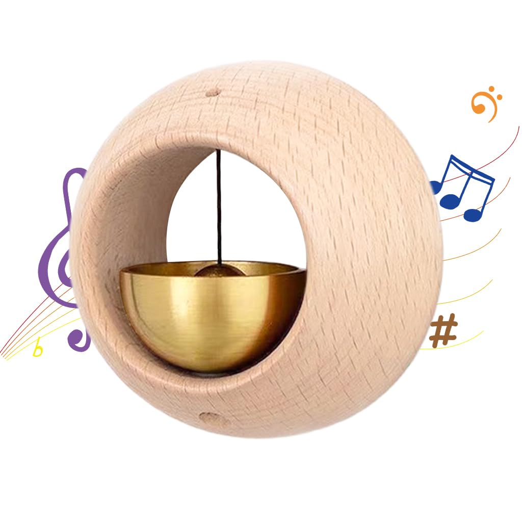 HASTHIP Door Bell for Home and Office with Adhesive Backing and Beech Wood Brass Chime