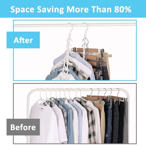 HASTHIP® ZIBUYU 5-Hole Space Saving Folding Clothes Hangers, Portable Travel Hangers for Wardrobe, Clothesline, Drying Rack, Set of 5, Multifunctional Closet Organizer