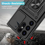 HASTHIP® Compatible with Samsung Galaxy Phone Case for Samsung Galaxy S25 Ultra Magnetic Anti-scratch Bumper Phone Case with Folding Kickstand Phone Grip & Sliding Camera Shield
