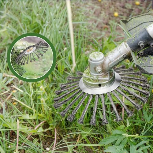 HASTHIP® Weeder Head Grass Trimmer Head Replacement Stainless Steel Multi Prongs Weeder Blade Trimmer Head Universal Grass Trimmer Head, 8 inches Dia