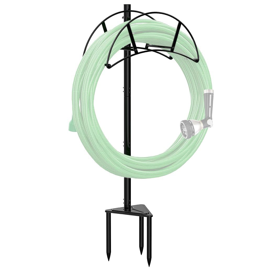 HASTHIP Garden Hose Holder for Outdoor Use with 150ft Capacity featuring Arched Stand | Metal Freestanding Rack for Lawn and Yard