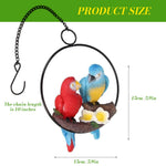 HASTHIP Garden Decor Resin Parrot Hanging for Patio and Living Room featuring 15cm Cast Iron Ring Frame | Blue and Red Parrot Ornament with Chain Hook