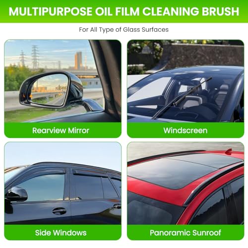 HASTHIP® MCSWSEE Limpiacristales Coche Cepillo Removedor de Película de Aceite con Limpiador Integrado Esponja Duradera para Vidrios,Mejora Visibilidad y Rendimiento Limpiaparabrisas,Herramient