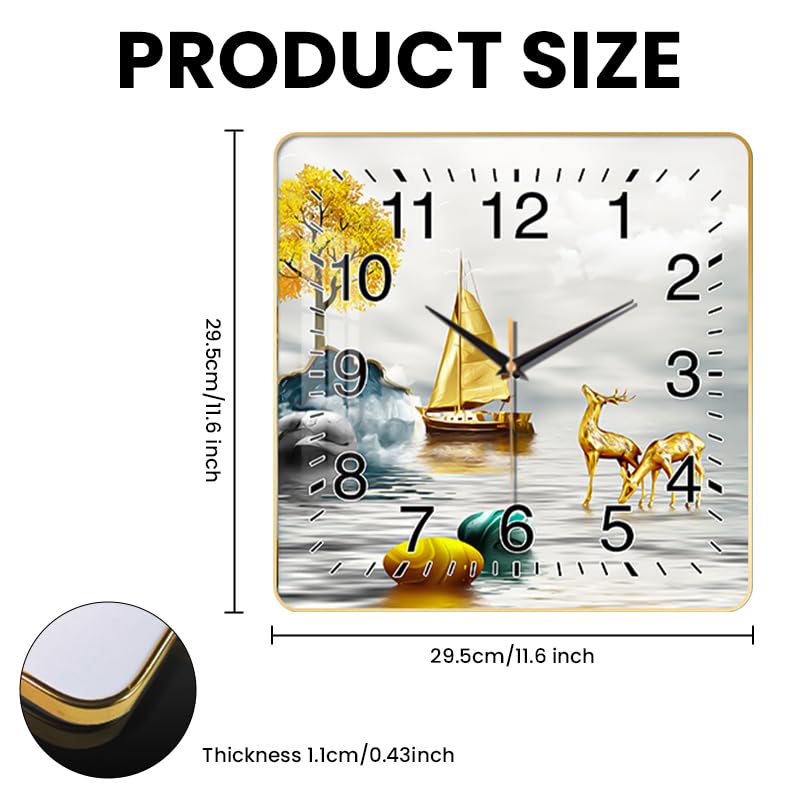HASTHIP Quartz Wall Clock for Home featuring Silent Non Ticking Mechanism 12 inch | Modern Decorative Design