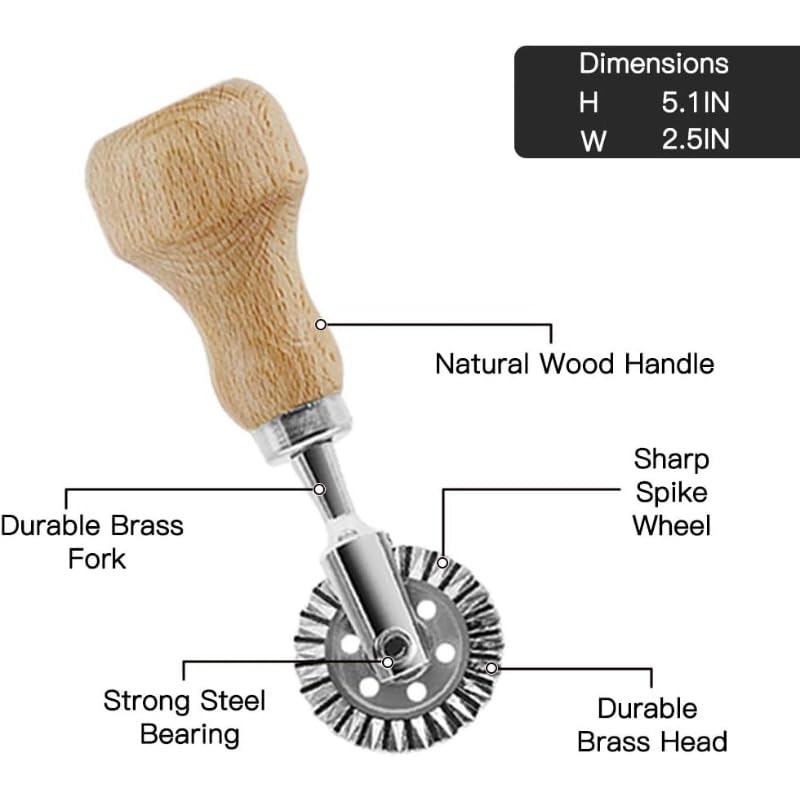 HASTHIP Ravioli Stamp Maker Cutter Set of 3 with Wooden Handle and Fluted Edge for Pasta | Food‑Grade Stainless Steel