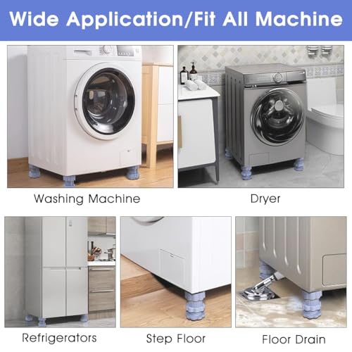HASTHIP® 4Pcs Anti Vibration Pads for Washing Machine, Vibration Reduction Riser Feet Pads Washing Machine Riser Feet Adjustable Height 8-11cm Anti-slip Universal Feet Pads for Washing